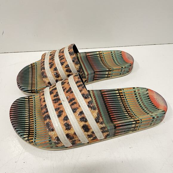 Women's Adidas Adilette Farm Brazilian Dance Leopard Slide Sandals Size 6 Italy - Picture 1 of 8